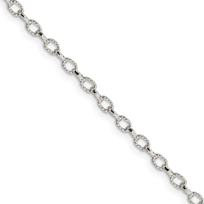 3mm, Sterling Silver Fancy Solid Rolo Chain Necklace, 16 Inch
